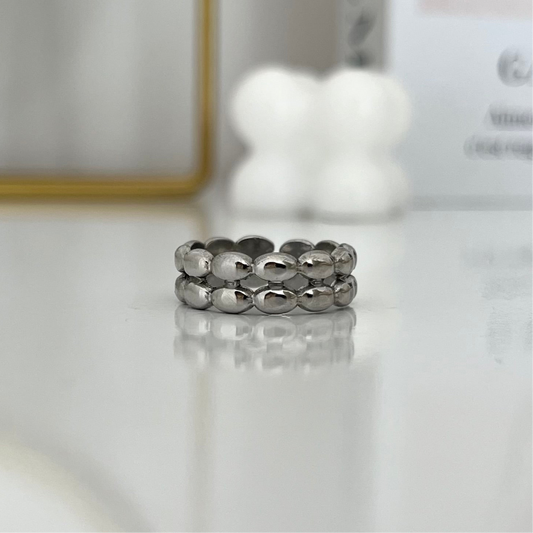 Anillo plateado doble fila