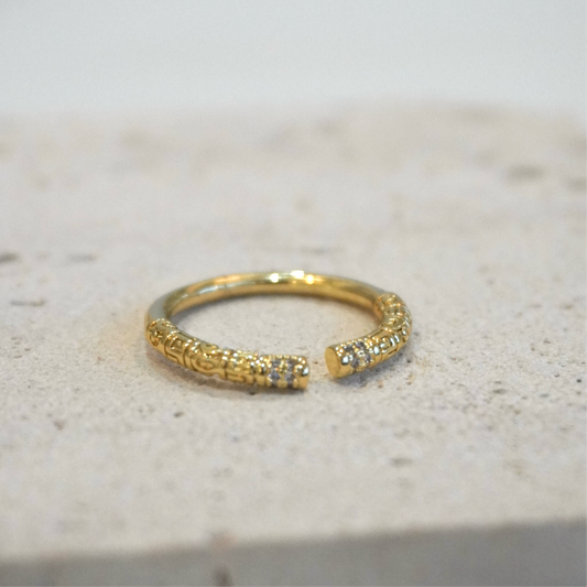 Anillo abierto delgado textura
