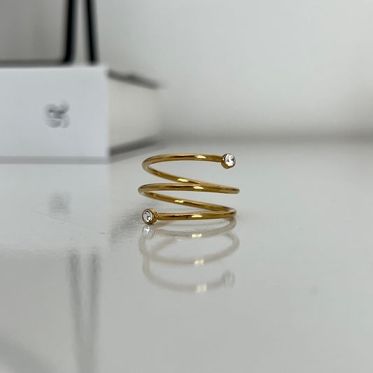Anillo espiral con zirconias