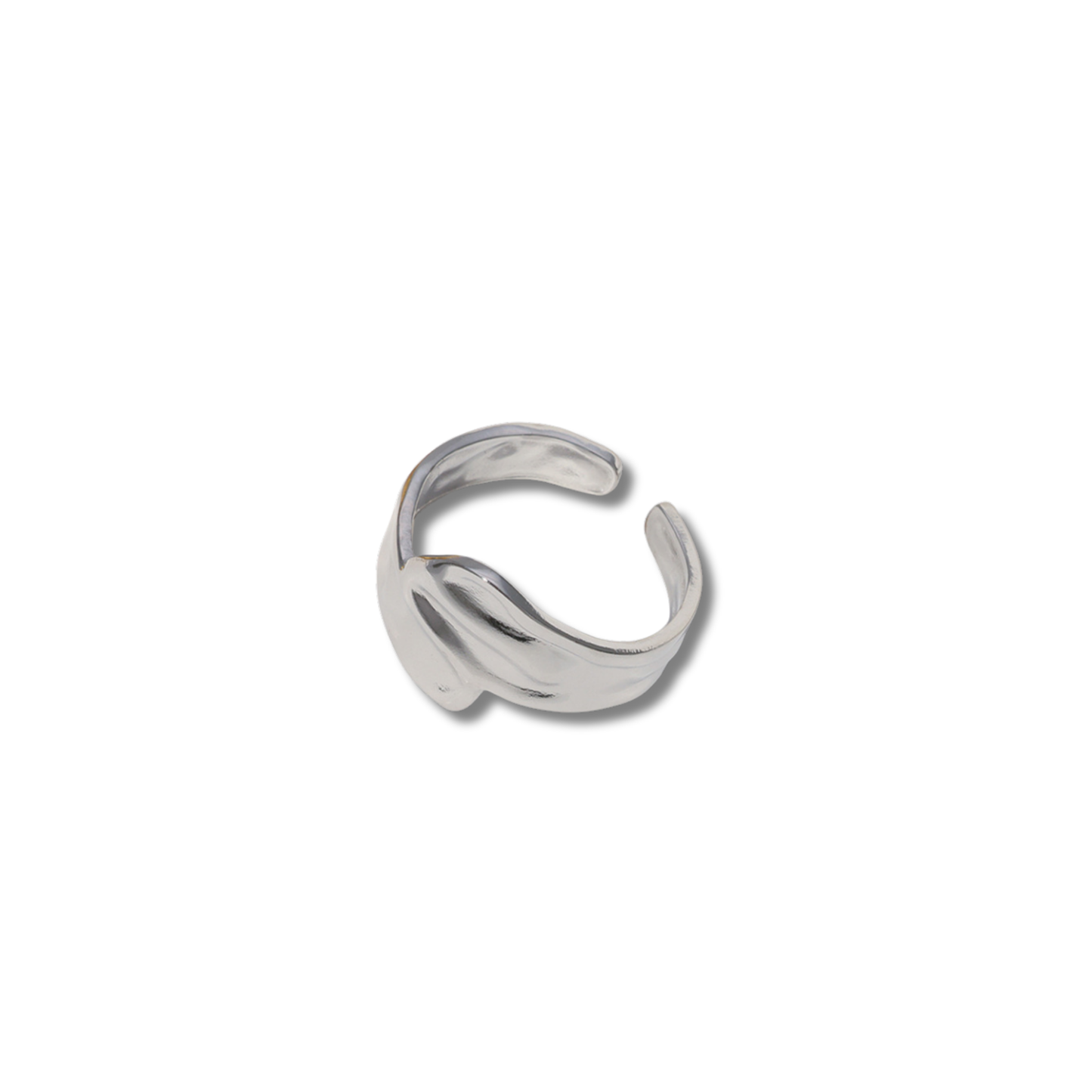Anillo liso textura asimétrico plateado