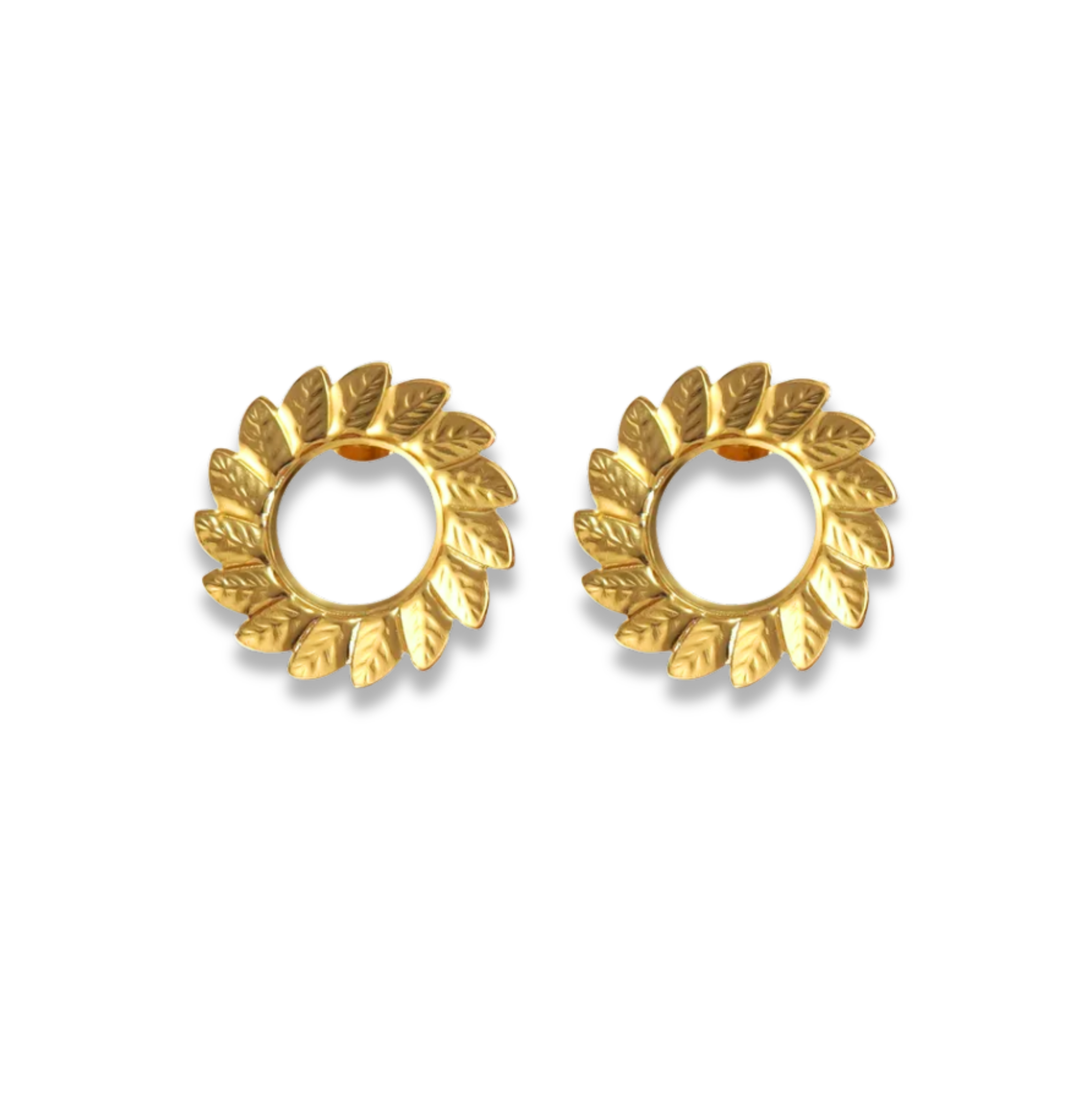 Aretes de círculo con hojas