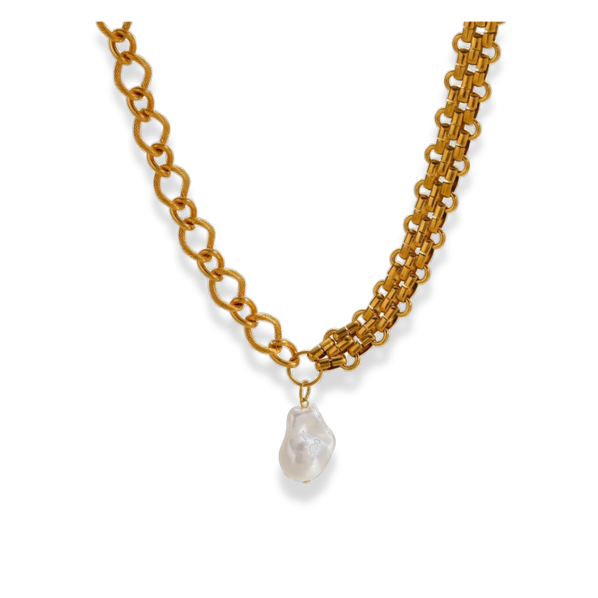 Cadena chunky con dije de perla