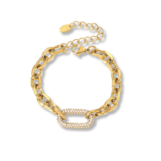 Pulsera de eslabones con óvalo de zirconia