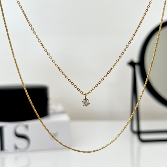 Set de cadenas básicas con dije zirconia