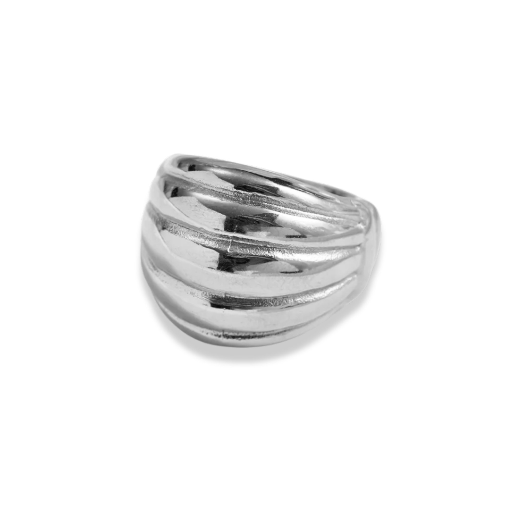 Anillo chunky bola plateado
