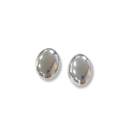 Aretes óvalos lisos plateados