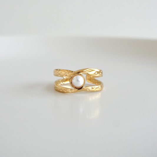 Anillo doble con perla