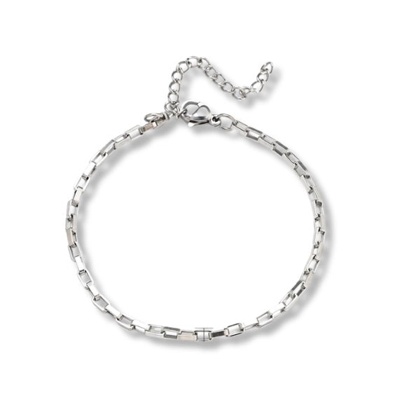 Pulsera de eslabones cuadrados plateada