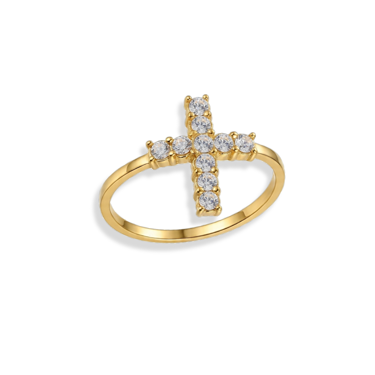 Anillo de cruz con zirconias