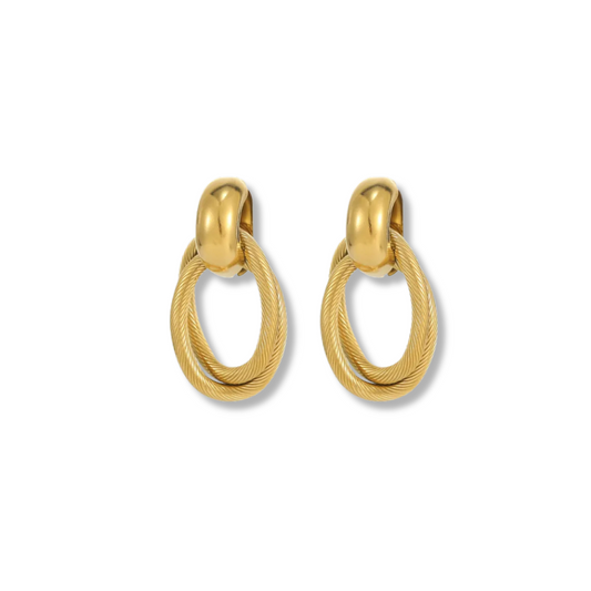 Aretes colgantes circulo doble entrelazado