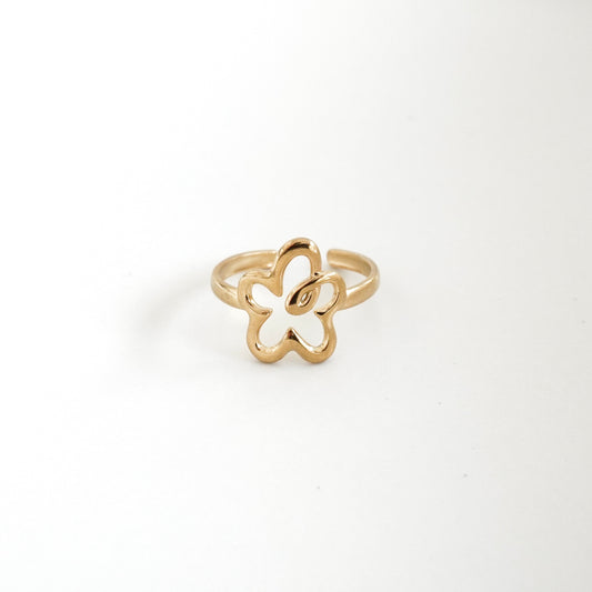 Anillo flor hueca unilinea