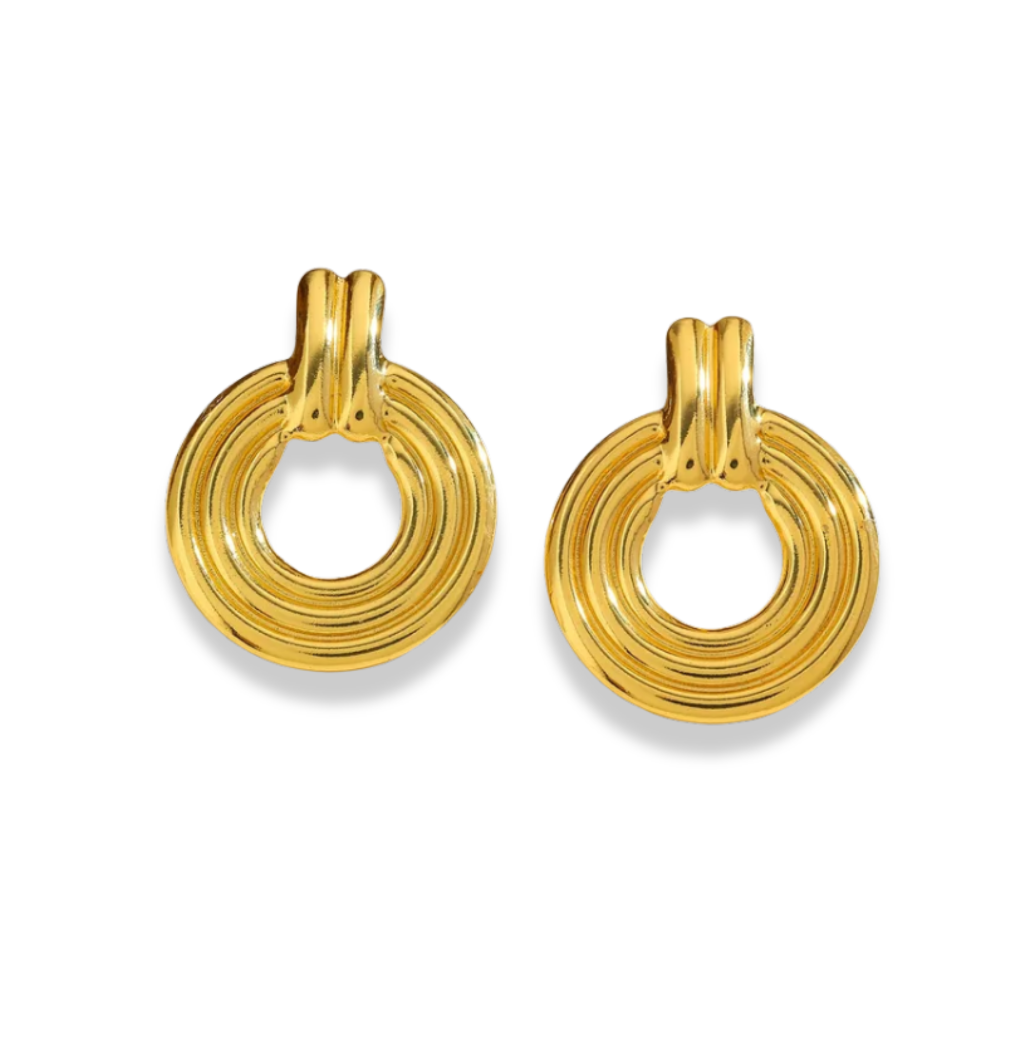 Aretes doble círculo colgante