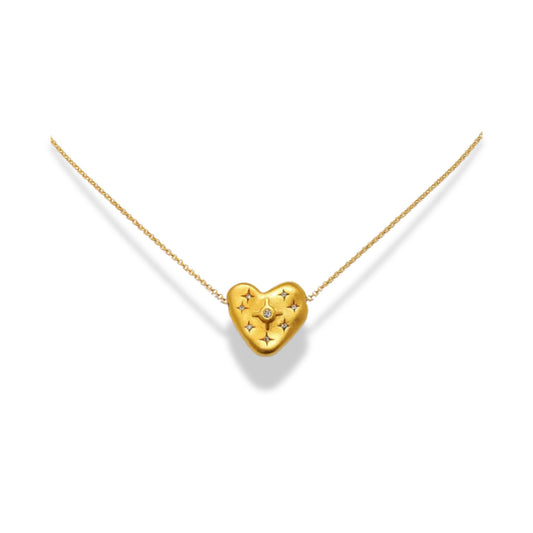 Cadena con dije de corazón y zirconias