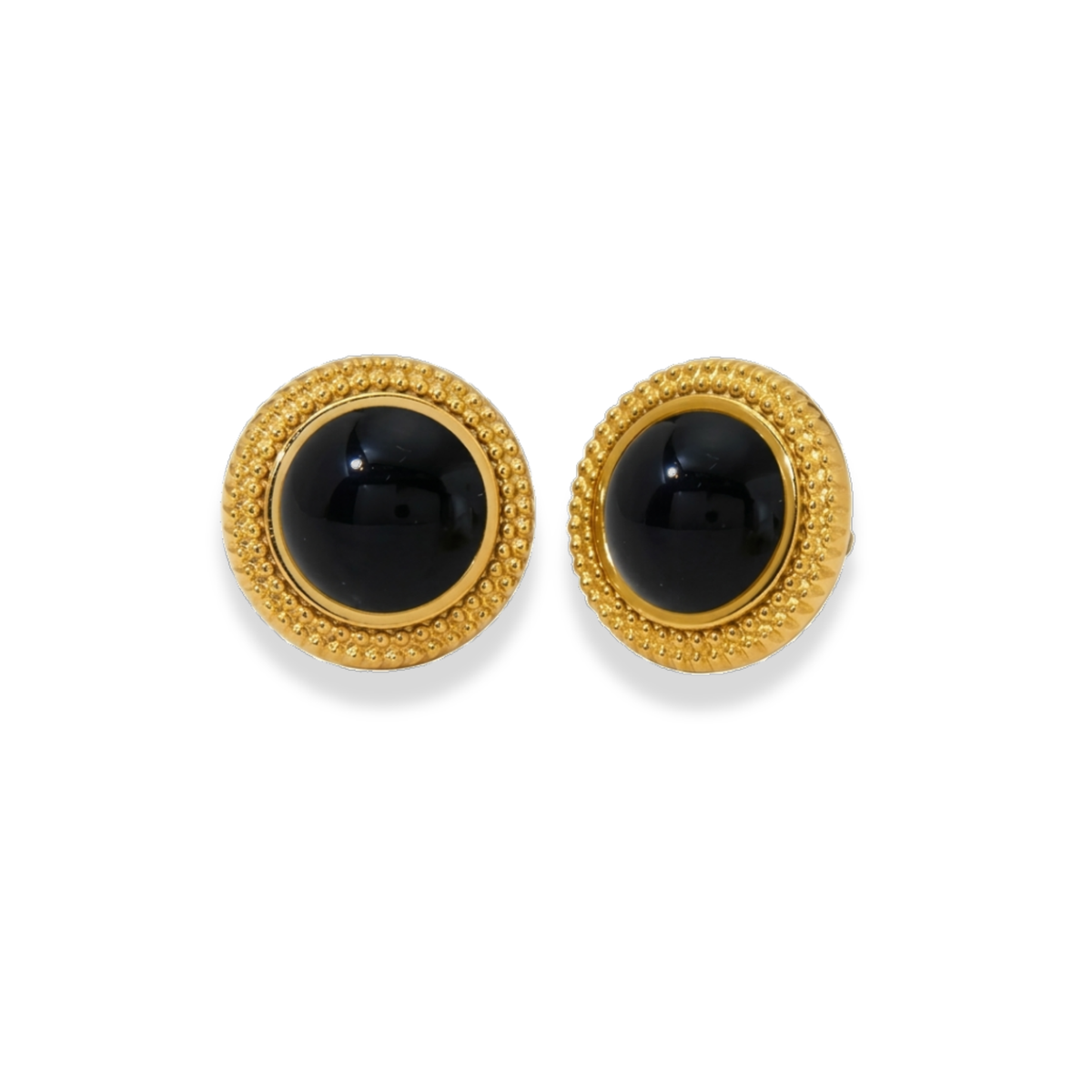 Aretes redondos con piedra negra