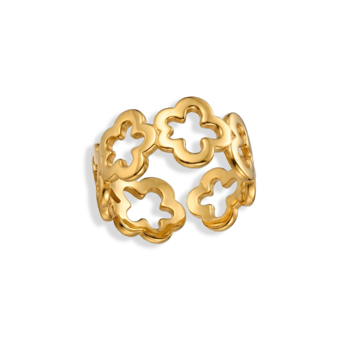 Anillo con flores huecas