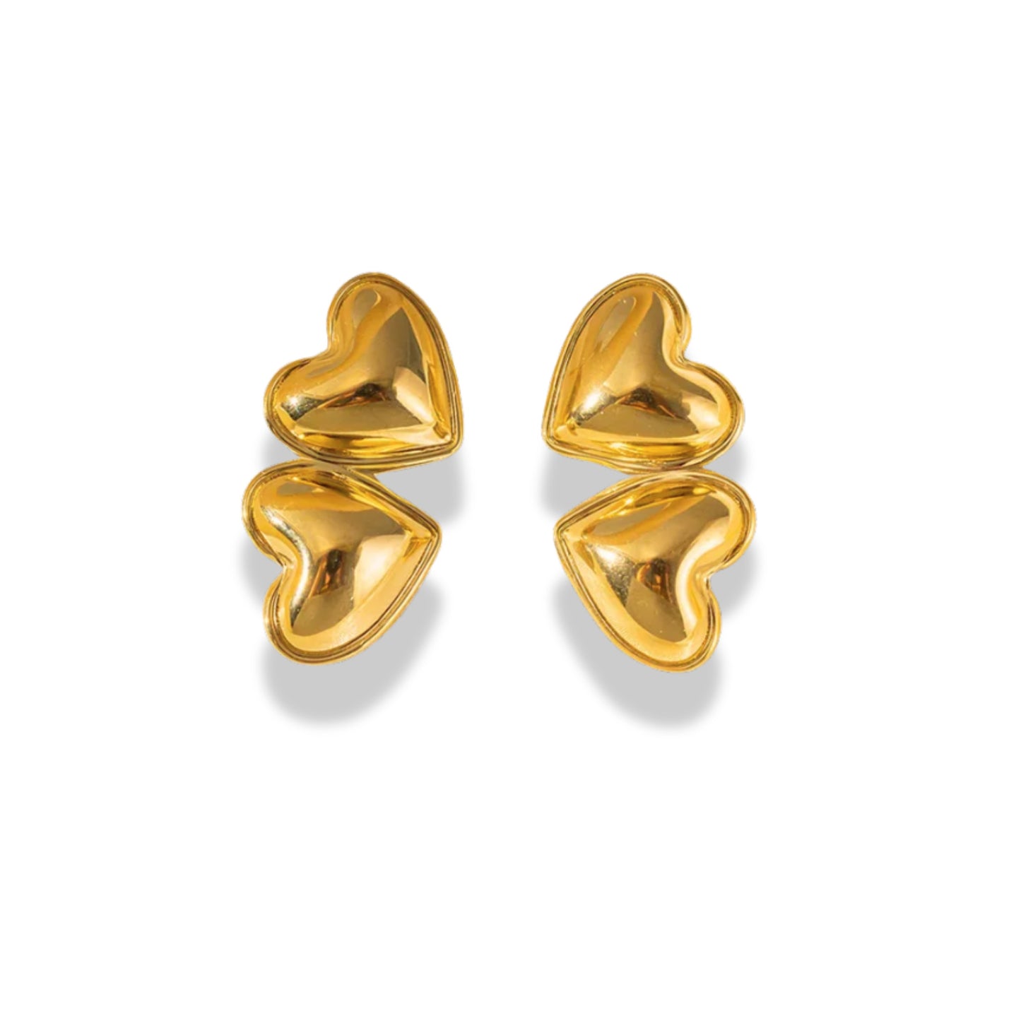 Aretes doble corazón