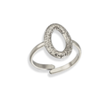 Anillo con óvalo texturizado plateado