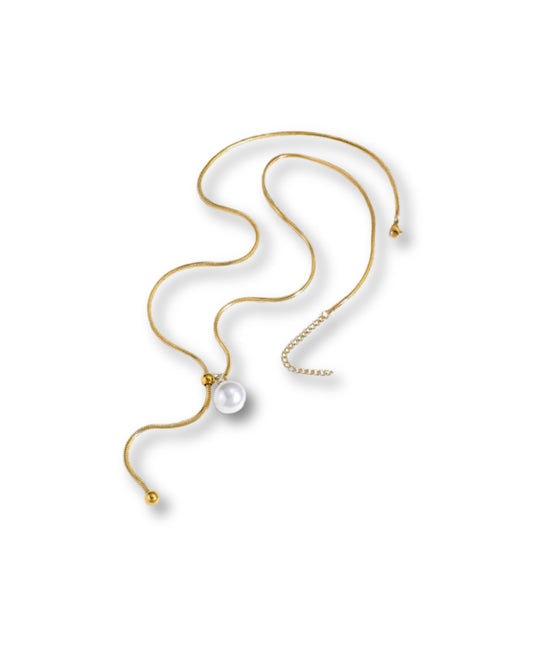 Cadena tipo corbatín con Perla media