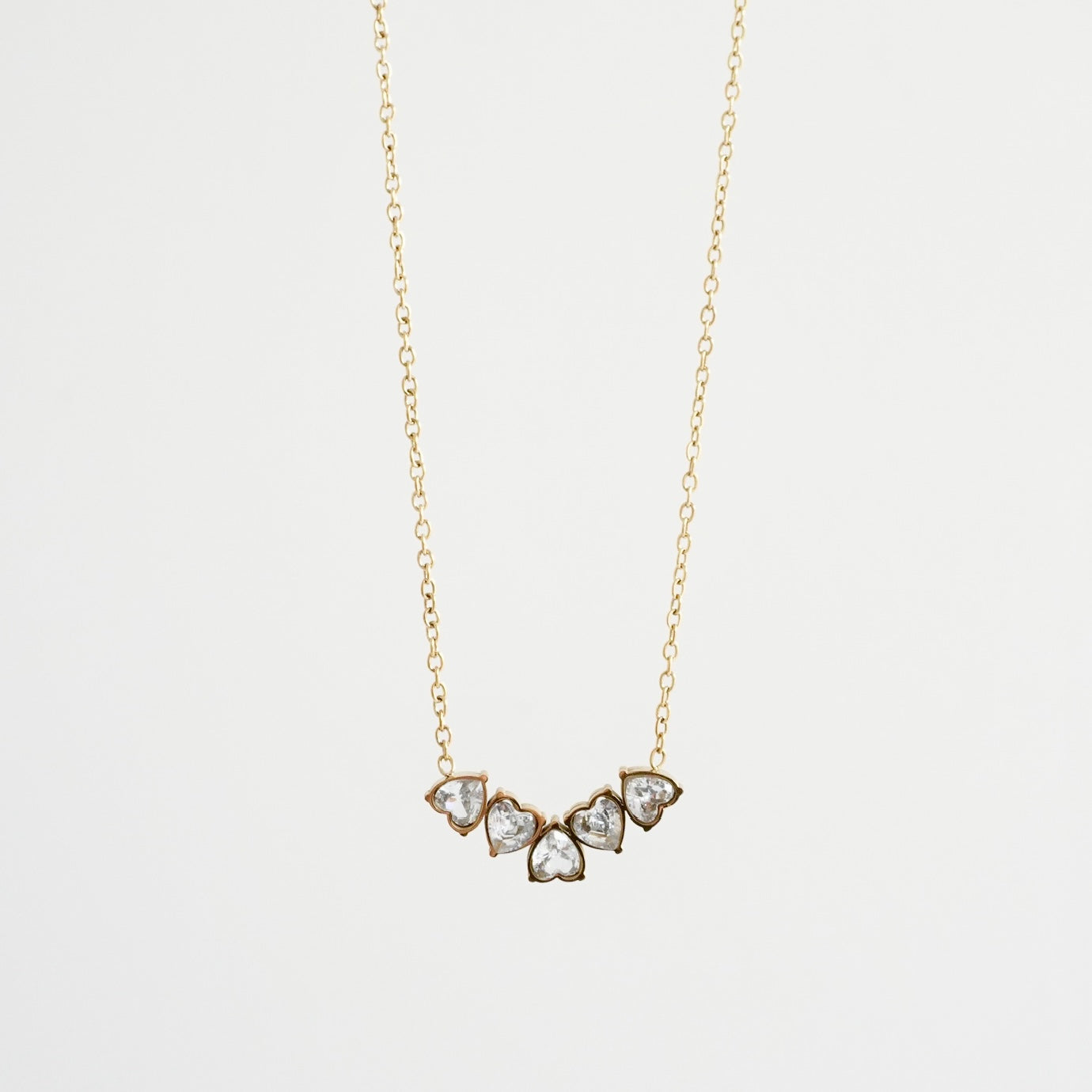 Cadena dijes corazones zirconias