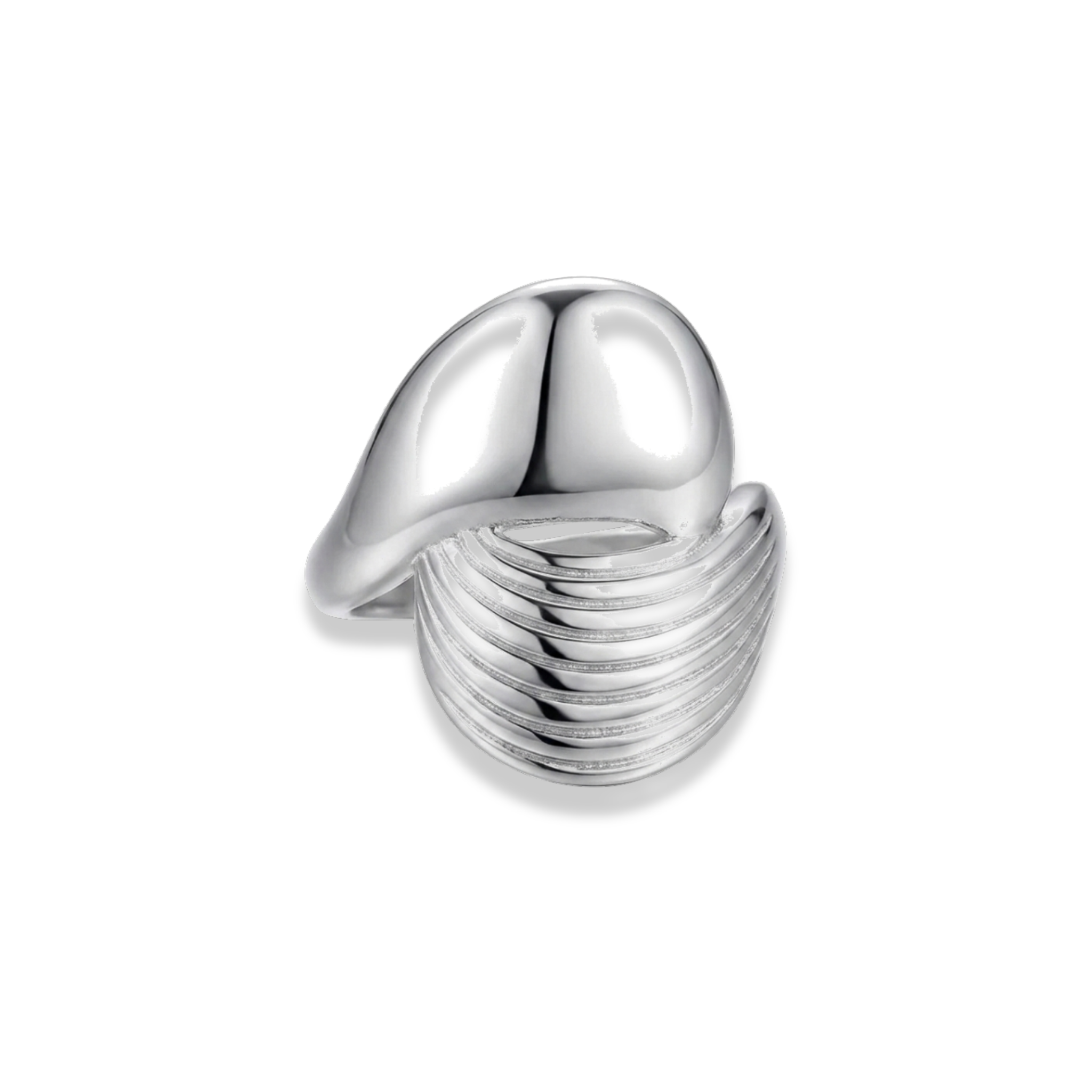 Anillo cruzado chunky plateado