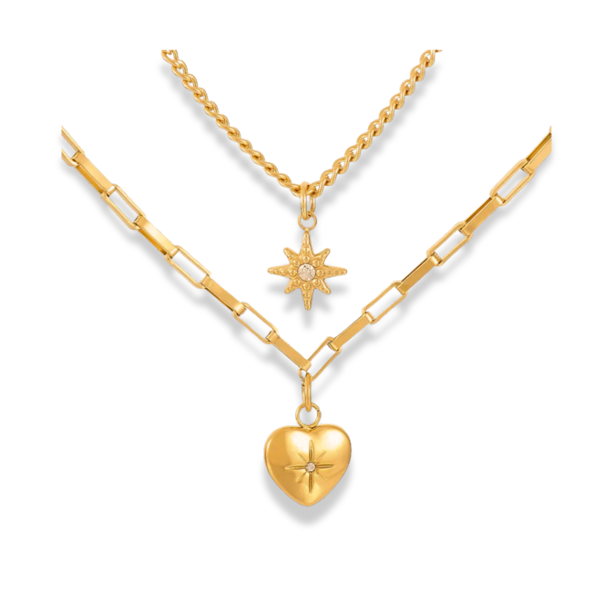 Set de cadenas destello y corazón