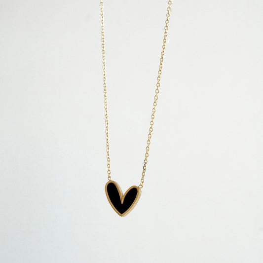 Cadena con dije corazon negro