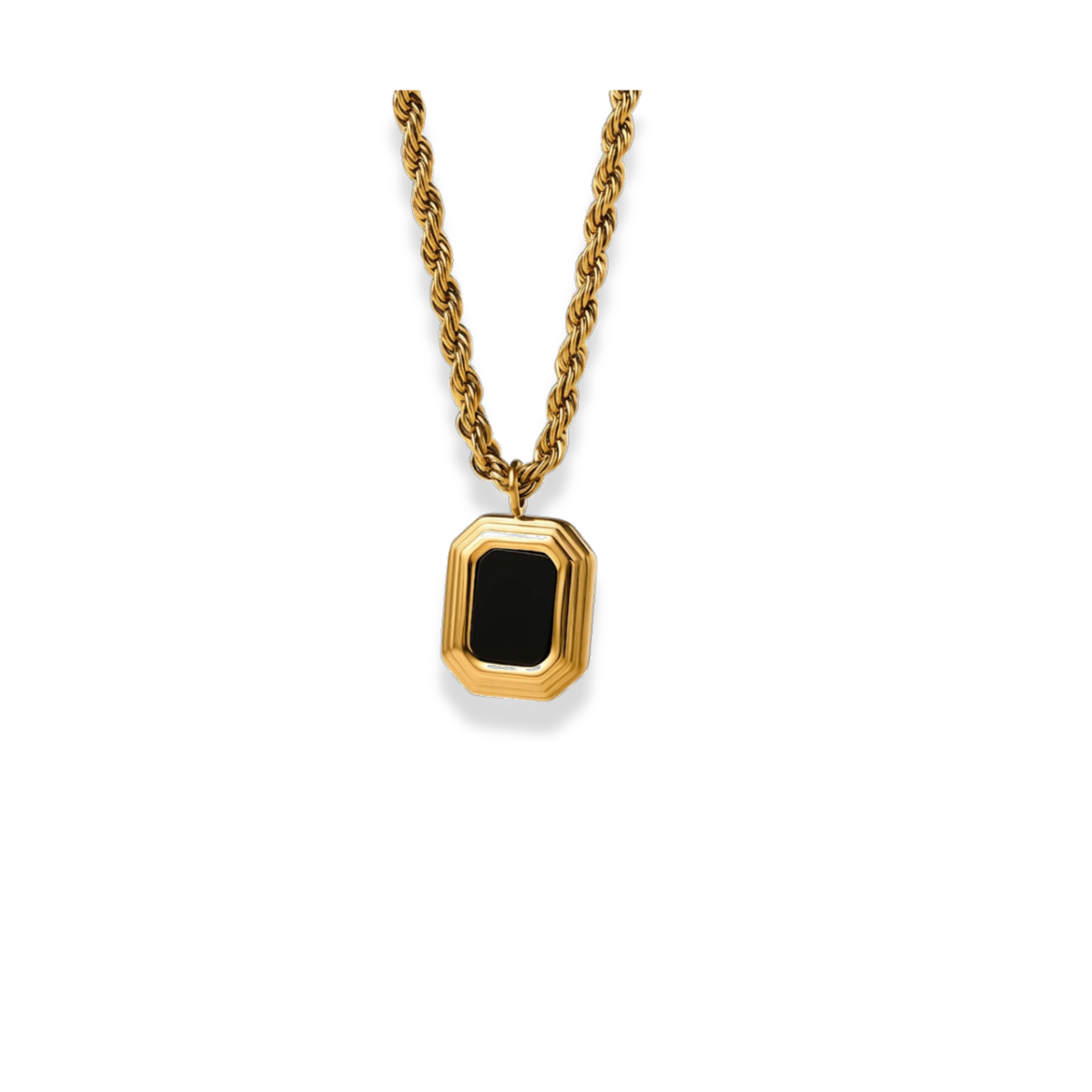 Cadena torzal con placa negra
