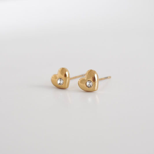 Aretes mini corazón zirconia