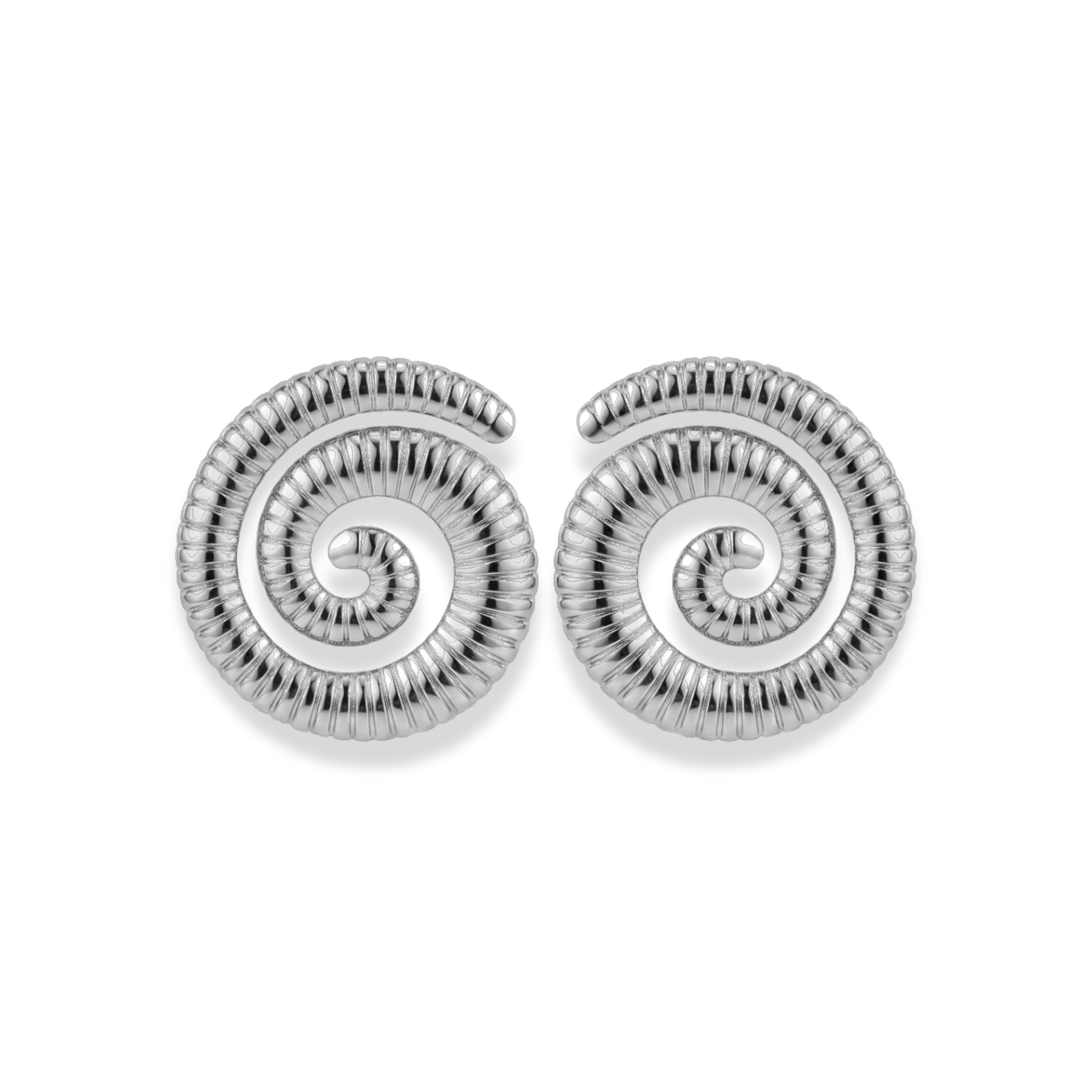 Aretes tipo espiral con líneas plateado