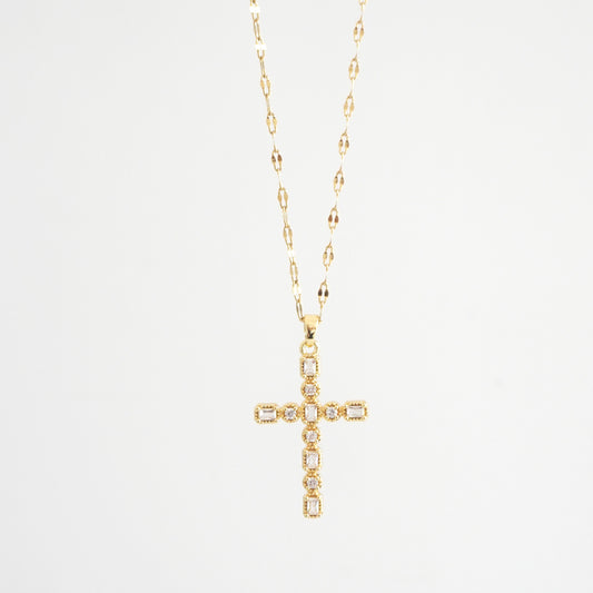Cadena cruz de zirconias