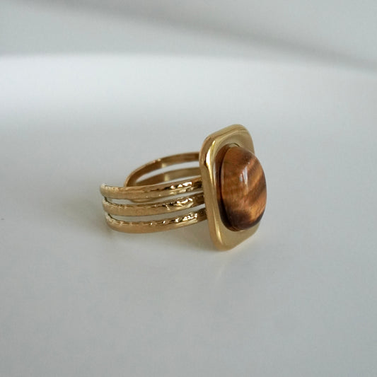 Anillo chuncky piedra café