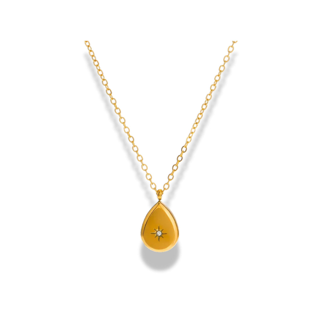 Cadena con placa de gota y zirconia