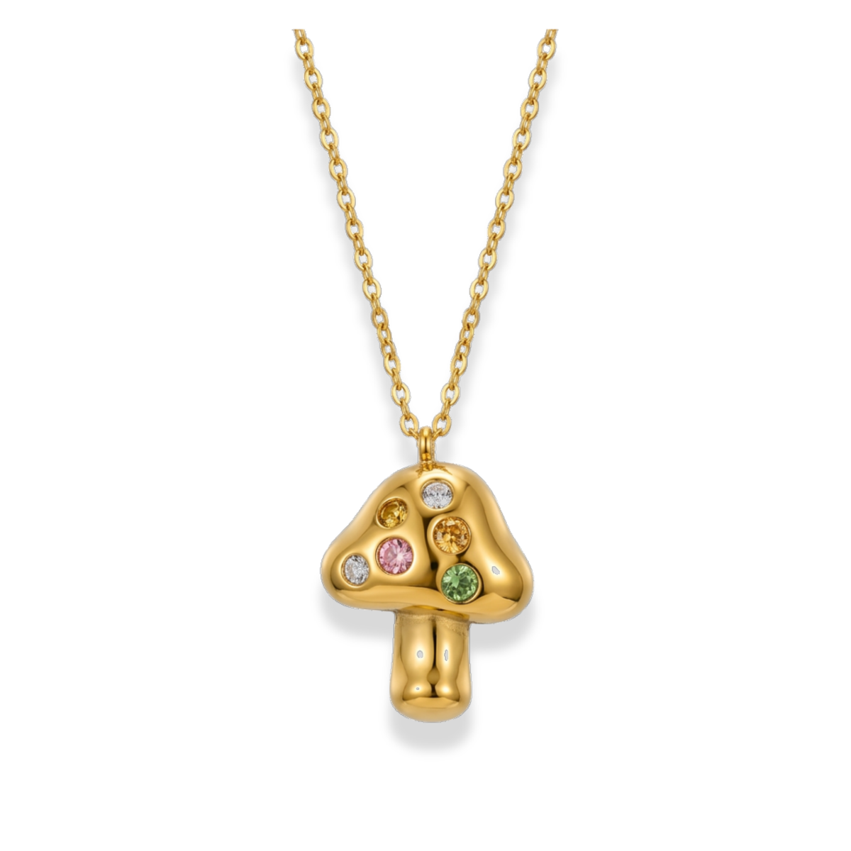Cadena con dije de hongo y zirconias