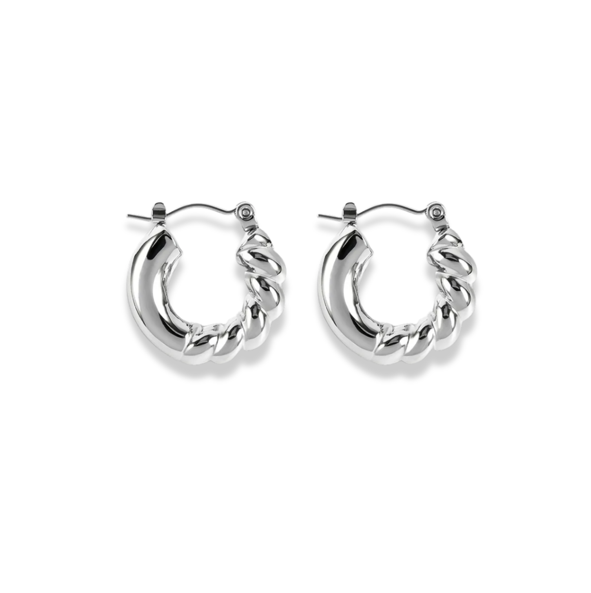 Hoops chunky lisas y trenzadas plateada